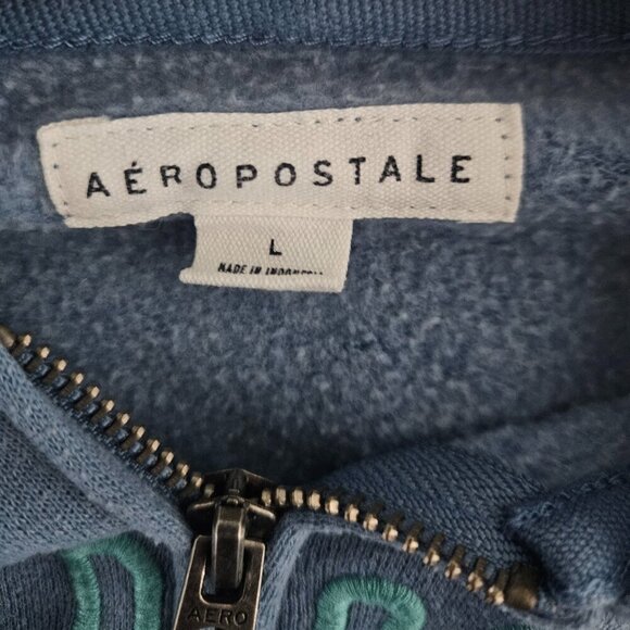 Junior Girls Aeropostale Full Zip-Up Eighty Seven Blue Large Hooded Sweatshirt - Picture 5 of 8